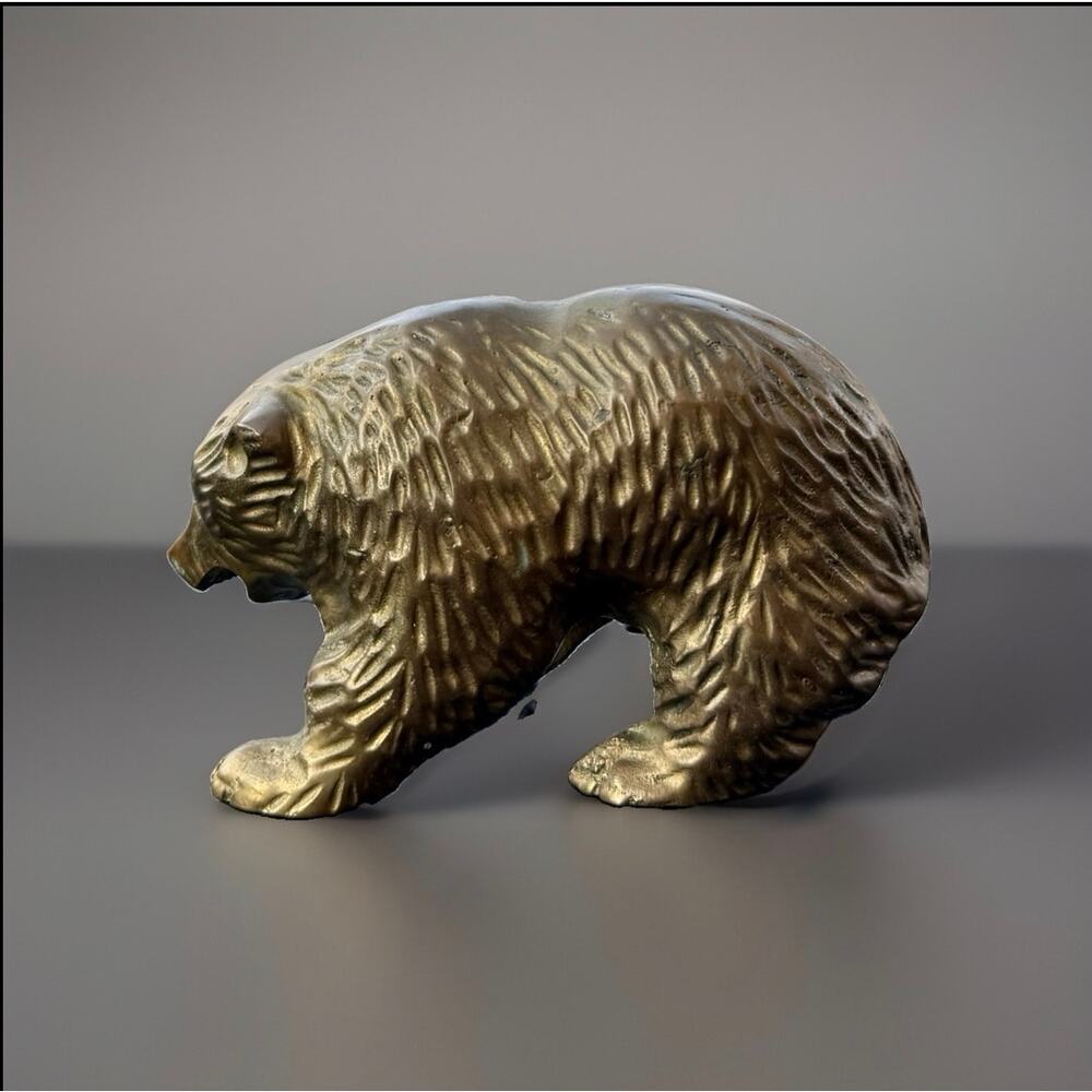 Vintage Solid Brass Bear Figurine Heavy Cast Wildlife Cabin Lodge Decor 5.5” - Picture 4 of 9